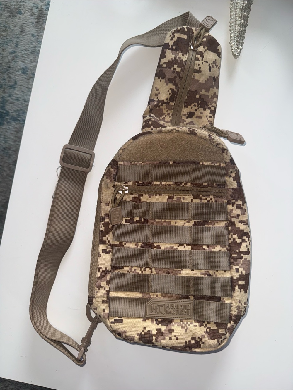 Highland Tactical Sling Bag MOLLE Webbing beige Digital Camo Shoulder‎ Pack